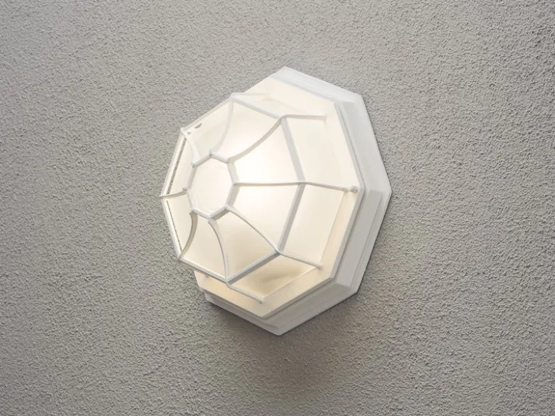 Außenleuchte Ø 27cm, Wandleuchte / Deckenleuchte weiß mit gefrostetem Acrylglas