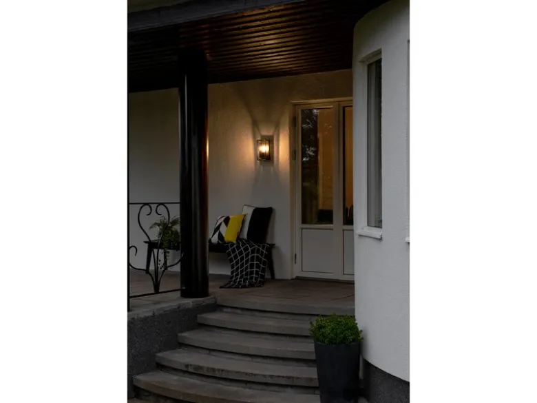 Außenwandlaterne BRINDISI Rahmen Metall Schwarz & klares Glas, Höhe 26cm