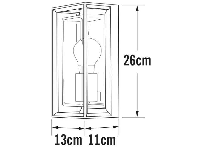 Außenwandlaterne BRINDISI Rahmen Metall Schwarz & klares Glas, Höhe 26cm