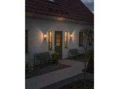 Außenwandlaterne CARPI aus Messing mit Klarglas, Höhe 30cm
