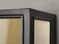 Außenwandlaterne CARPI Schwarz-Messing mit Klarglas, Höhe 30cm