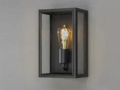 Außenwandlaterne CARPI Stahl Schwarz mit Klarglas, Höhe 30cm