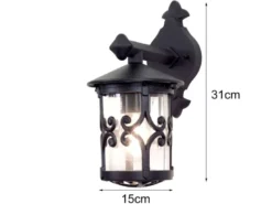Außen Wandlaterne HEREFORD aus Alu im Landhausstil, Schwarz Höhe 31cm