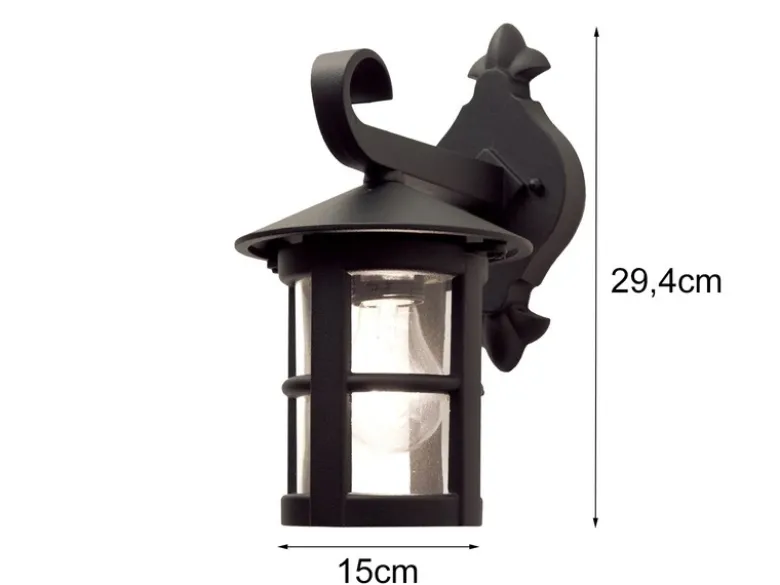 Außen Wandlaterne HEREFORD aus Alu im Landhausstil, Schwarz Höhe 29cm