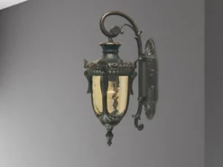 Außenwandlaterne PHILADELPHIA Jugendstil mit Amberglas, Höhe 52cm