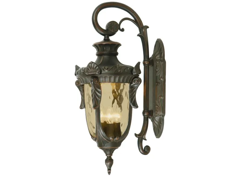 Außenwandlaterne PHILADELPHIA Jugendstil mit Amberglas, Höhe 64cm