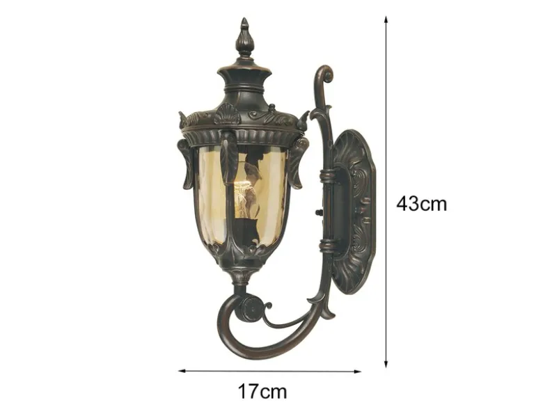 Außenwandlaterne PHILADELPHIA Jugendstil mit Amberglas, Höhe 43cm