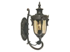 Außenwandlaterne PHILADELPHIA Jugendstil mit Amberglas, Höhe 43cm