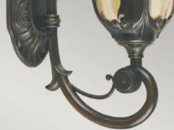 Außenwandlaterne PHILADELPHIA Jugendstil mit Amberglas, Höhe 43cm