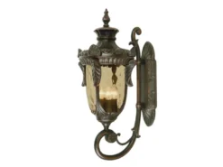 Außenwandlaterne PHILADELPHIA Jugendstil mit Amberglas, Höhe 64cm