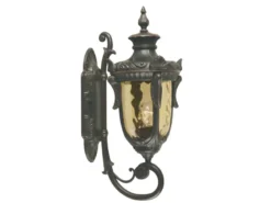 Außenwandlaterne PHILADELPHIA Jugendstil mit Amberglas, Höhe 53cm