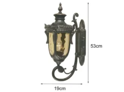 Außenwandlaterne PHILADELPHIA Jugendstil mit Amberglas, Höhe 53cm