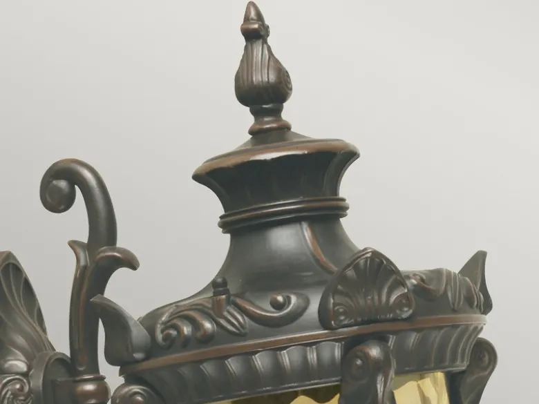 Außenwandlaterne PHILADELPHIA Jugendstil mit Amberglas, Höhe 53cm