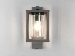 Außenwandleuchte Anthrazit in Laternenoptik mit E27 LED, Höhe 33cm