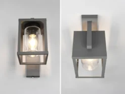 Außenwandleuchte Anthrazit in Laternenoptik mit E27 LED, Höhe 33cm