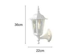 Außenwandleuchte antike Laterne stehend aus Aluminium Weiß, E27, Höhe 36cm