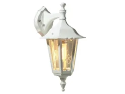 Außenwandleuchte antike Laterne hängend aus Aluminium Weiß, E27, Höhe 39cm