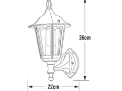 Außenwandleuchte antike Laterne stehend aus Aluminium Grün, E27, Höhe 36cm