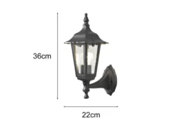 Außenwandleuchte antike Laterne stehend aus Aluminium Schwarz, E27, Höhe 36cm