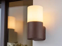 Außenwandleuchte aus Aluminium in Rostoptik mit E27 LED, Höhe 17,5cm