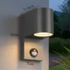 Außenwandleuchte AVA mit Bewegungsmelder aus Aluminium Anthrazit, Höhe 15cm