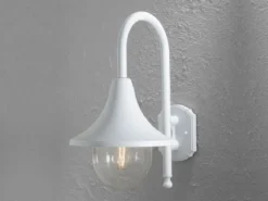 Außenwandleuchte BARI im Landhausstil aus Aluminium Weiß, Höhe 44cm
