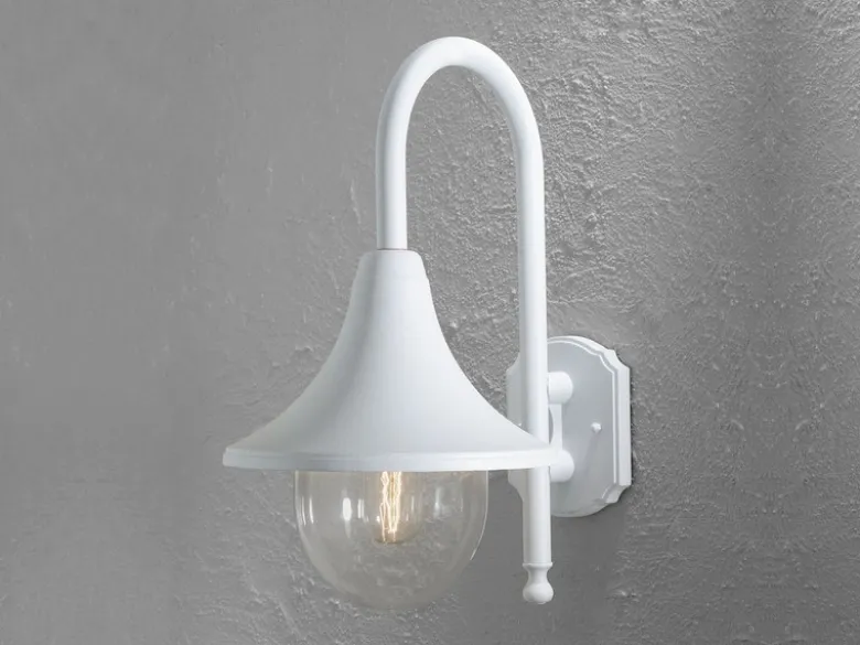Außenwandleuchte BARI im Landhausstil aus Aluminium Weiß, Höhe 44cm