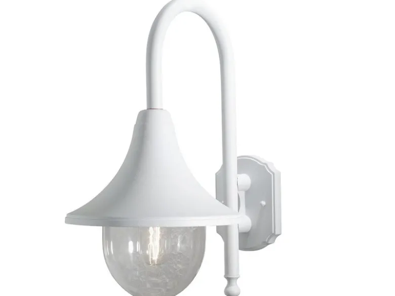 Außenwandleuchte BARI im Landhausstil aus Aluminium Weiß, Höhe 44cm
