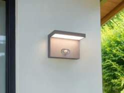 Außenwandleuchte BLYDE mit Solar und Strom, Hybrid mit Bewegungsmelder B: 18cm