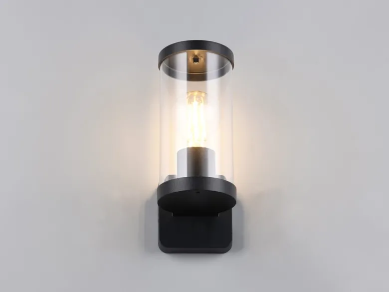 Außenwandleuchte BONITO Laterne aus Aluminium Schwarz, Höhe 23cm