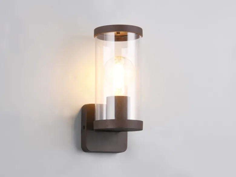 Außenwandleuchte BONITO Laterne aus Aluminium Rostoptik, Höhe 23cm
