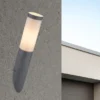 Außenwandleuchte BOSTON aus Edelstahl in Anthrazit & Opal, Höhe 39cm