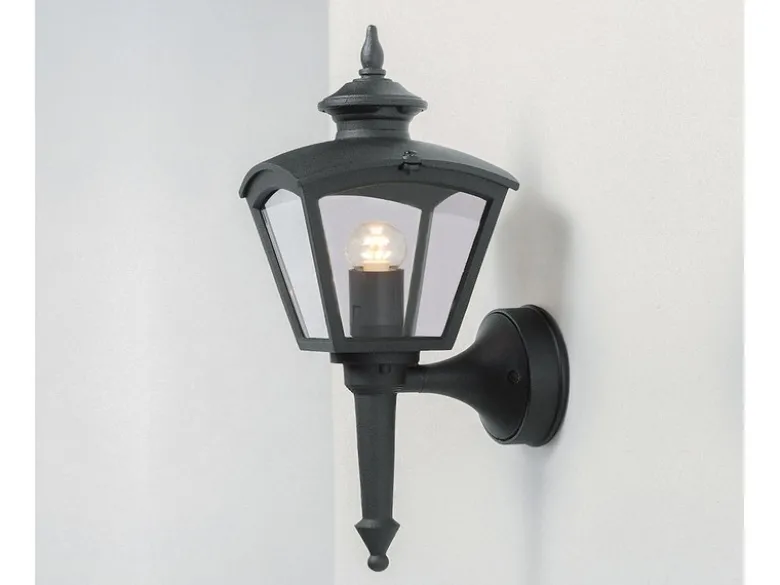 Außenwandleuchte CASSIOPEIA Laterne aus Aluminium, Höhe 43cm, Schwarz