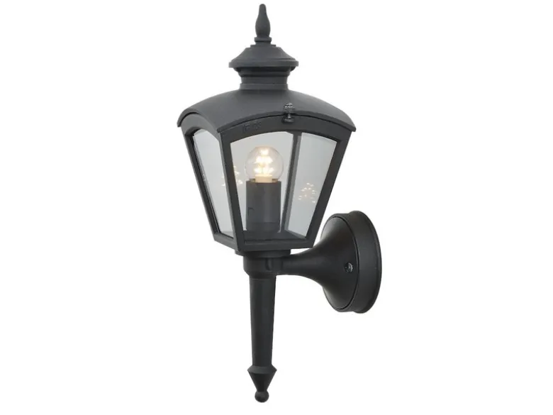 Außenwandleuchte CASSIOPEIA Laterne aus Aluminium, Höhe 43cm, Schwarz