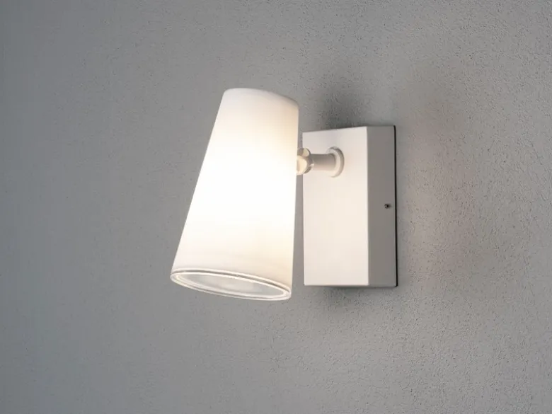 Außenwandleuchte Downlight FANO Weiß mit schwenkbarem Kopf Höhe 21,5cm IP54 E27