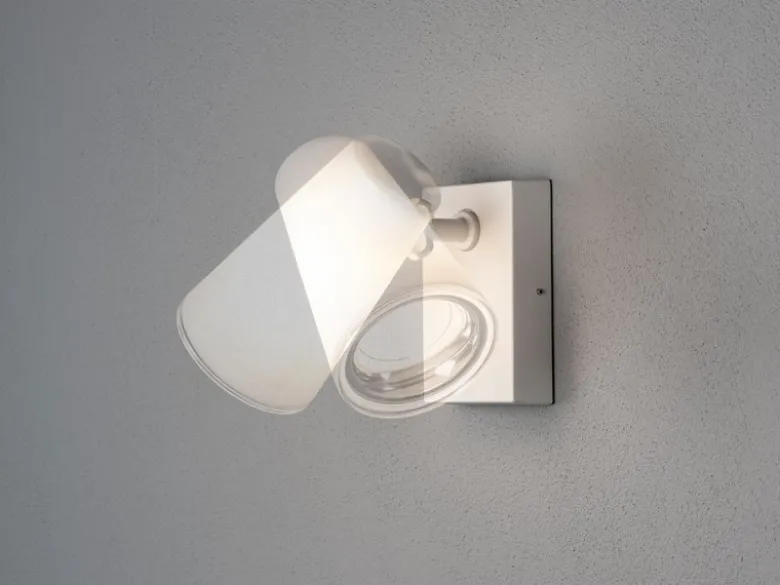 Außenwandleuchte Downlight FANO Weiß mit schwenkbarem Kopf Höhe 21,5cm IP54 E27