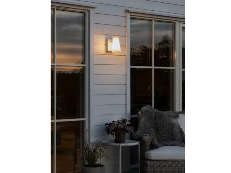 Außenwandleuchte Downlight FANO Weiß mit schwenkbarem Kopf Höhe 21,5cm IP54 E27