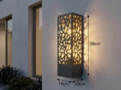 Außenwandleuchte eckig aus Edelstahl in Anthrazit mit E27 LED, Höhe 36cm
