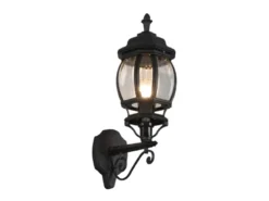 Außenwandleuchte ELVO Laterne stehend, Aluminium Schwarz Höhe 49cm