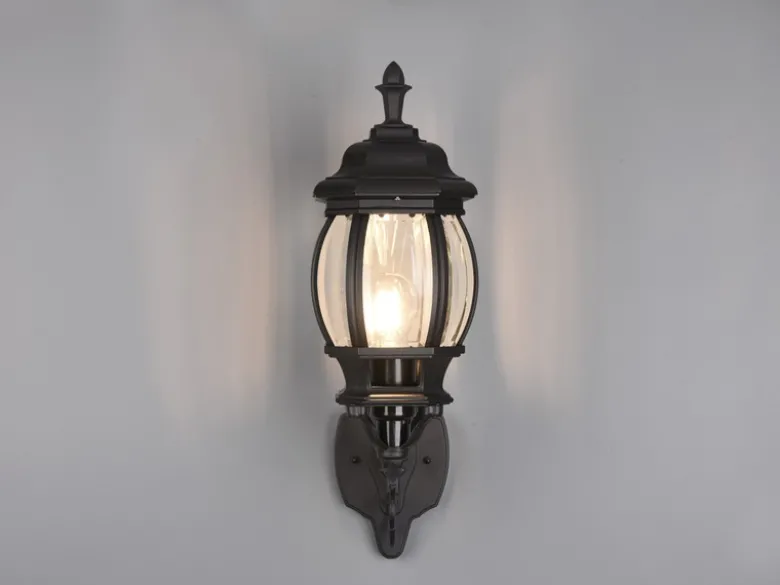 Außenwandleuchte ELVO Laterne stehend, Aluminium Schwarz Höhe 49cm