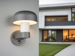 Außenwandleuchte FRASER Betonoptik mit Bewegungsmelder, H: 24cm