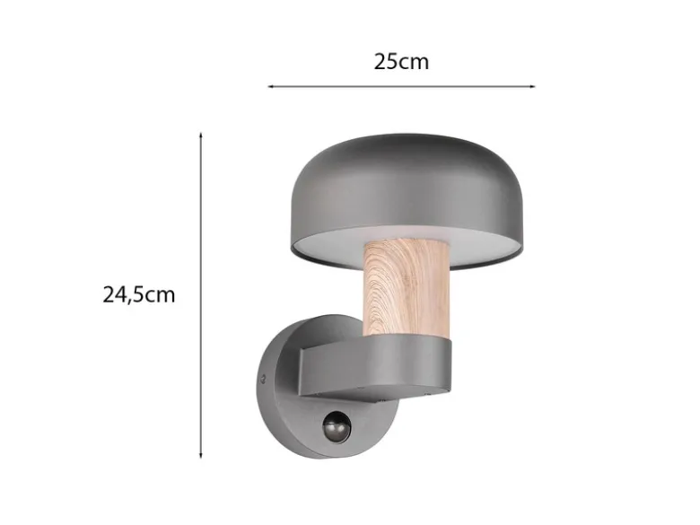 Außenwandleuchte FRASER Holzoptik mit Bewegungsmelder, H: 24cm