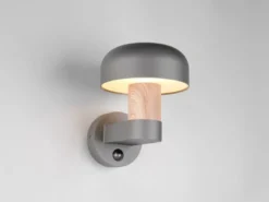 Außenwandleuchte FRASER Holzoptik mit Bewegungsmelder, H: 24cm