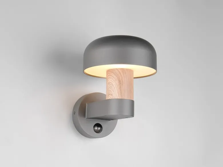 Außenwandleuchte FRASER Holzoptik mit Bewegungsmelder, H: 24cm
