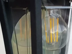 Außenwandleuchte Höhe 32,5cm Halbschale Schwarz mit reflektierender Rückwand