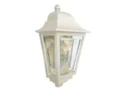 Außenwandleuchte Höhe 32,5cm Halbschale Creme mit reflektierender Rückwand