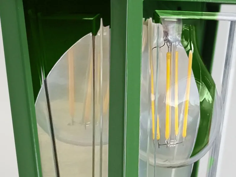 Außenwandleuchte Höhe 32,5cm Halbschale Grün mit reflektierender Rückwand