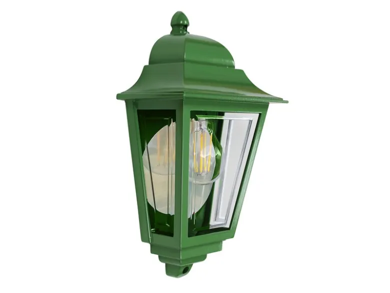 Außenwandleuchte Höhe 32,5cm Halbschale Grün mit reflektierender Rückwand