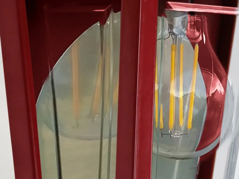 Außenwandleuchte Höhe 32,5cm Halbschale Rot mit reflektierender Rückwand