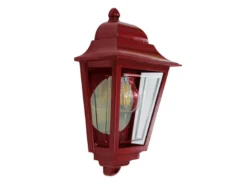 Außenwandleuchte Höhe 32,5cm Halbschale Rot mit reflektierender Rückwand